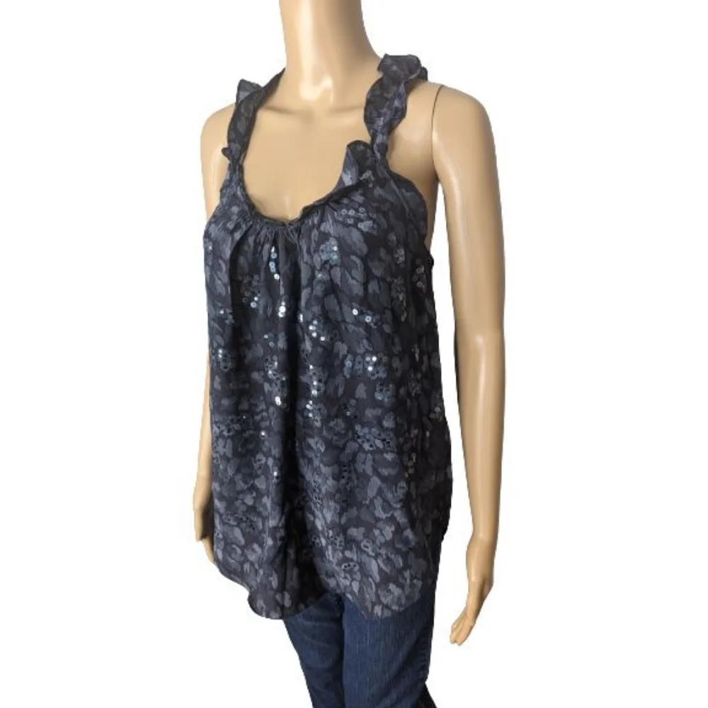 Rebecca Taylor Gray Leopard Print Silk Camisole 4